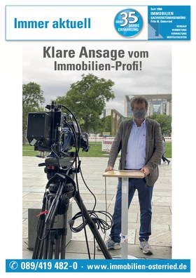 Aushang von Immobilienmakler Fritz Osterried bei seinem Besuch in Berlin