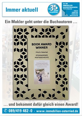 Auszeichnung: Fritz Osterried gewinnt einen Book Award für sein Buch