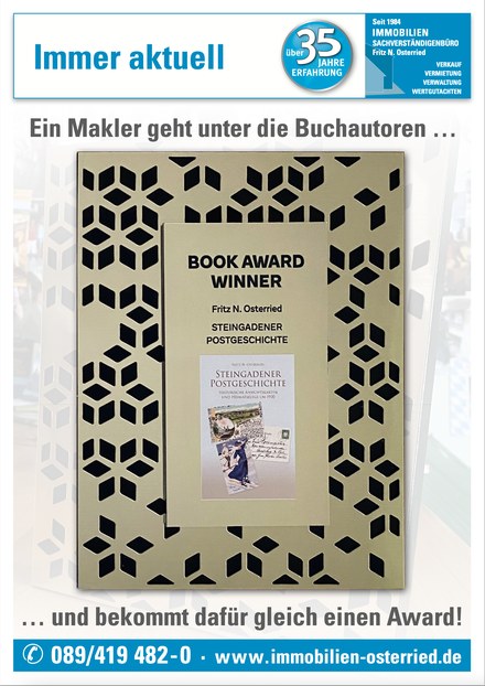 Auszeichnung: Fritz Osterried gewinnt einen Book Award für sein Buch