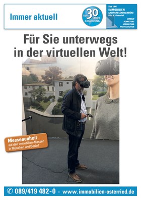 Makler Fritz Osterried erkundet Virtual Reality auf der Immobilienmesse in München