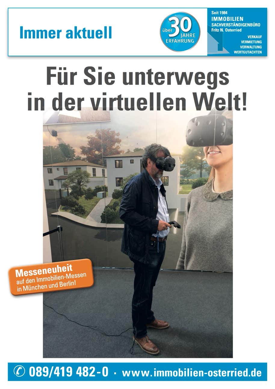Makler Fritz Osterried erkundet die Virtual Reality auf der Immobilienmesse in München.